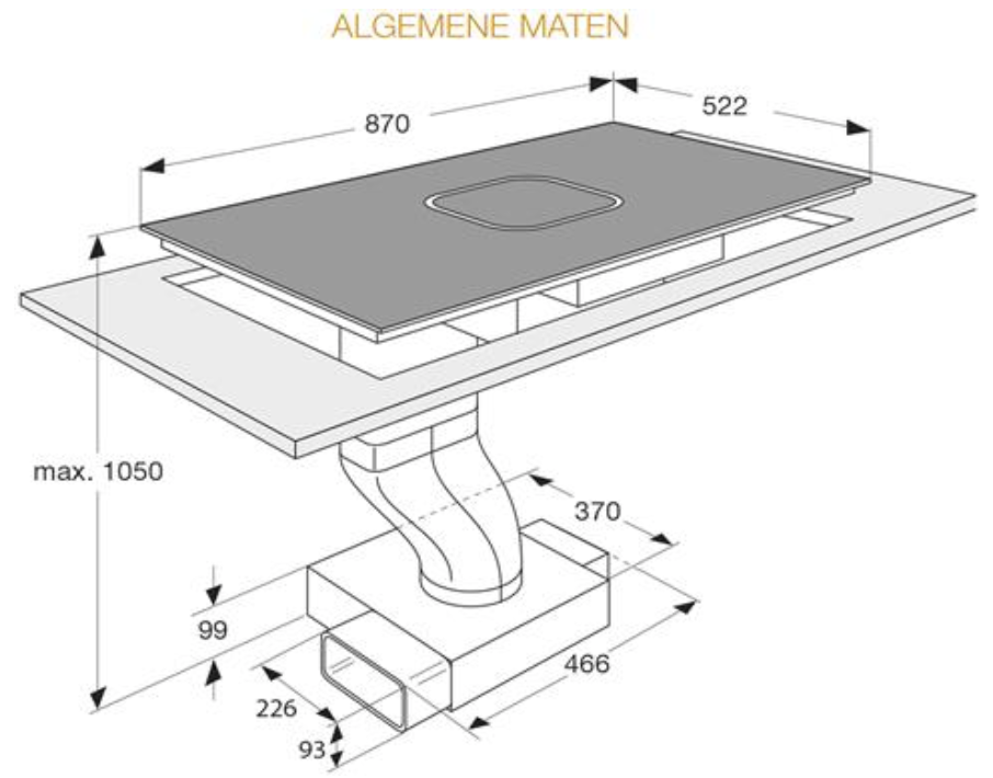 ATAG - inbouw inductie kookplaat met geïntegreerde afzuiging 90cm • LeaseWitgoed.nl